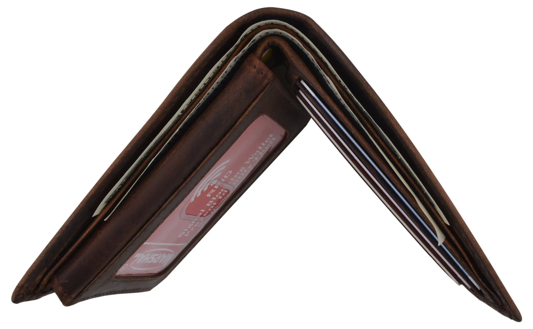 Bifold Genuine Leather Mens RFID Credit Card ID Wallet W/ Ying Yang Logo
