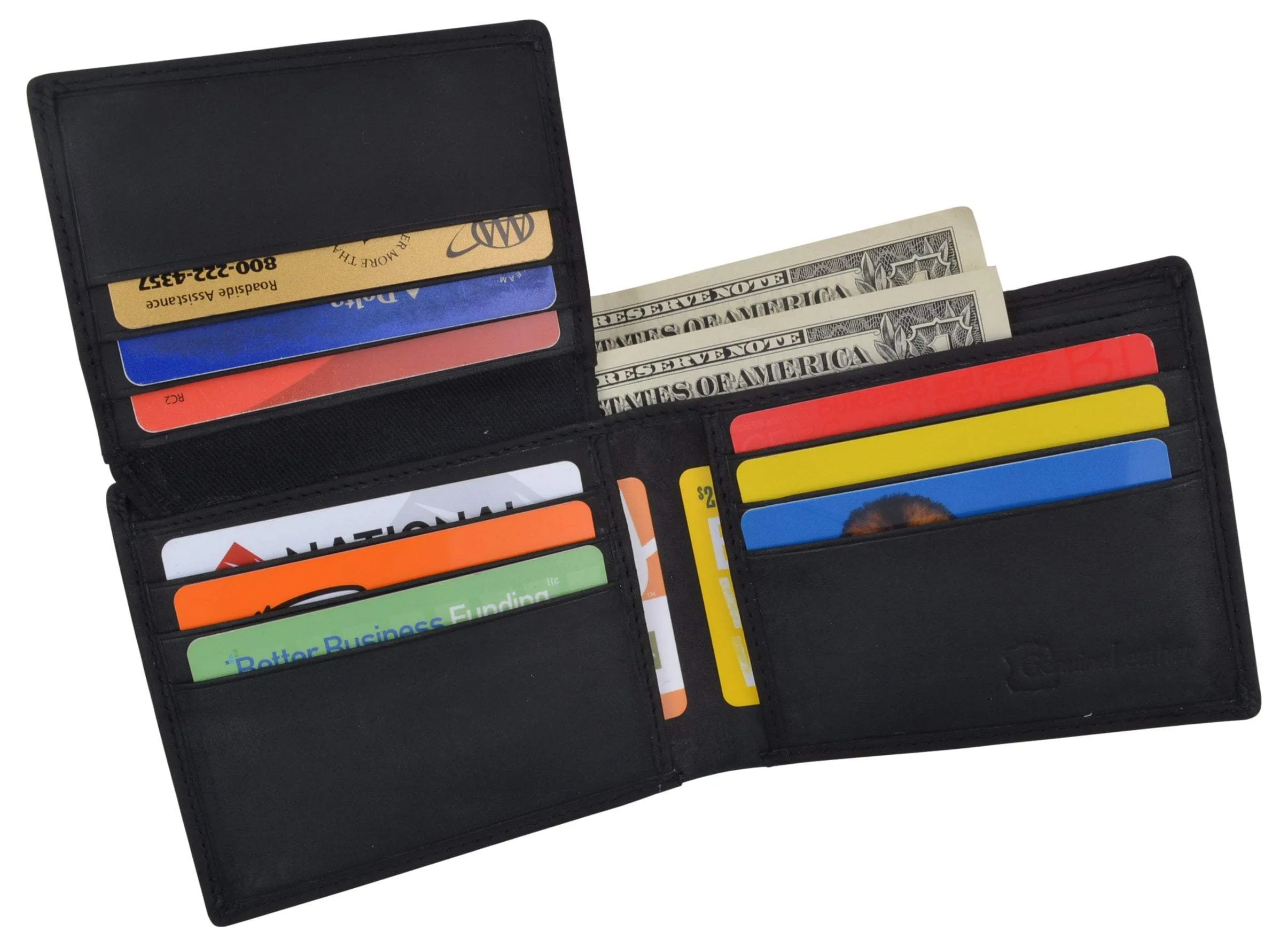 Bifold Genuine Leather Mens RFID Credit Card ID Wallet W/ Ying Yang Logo