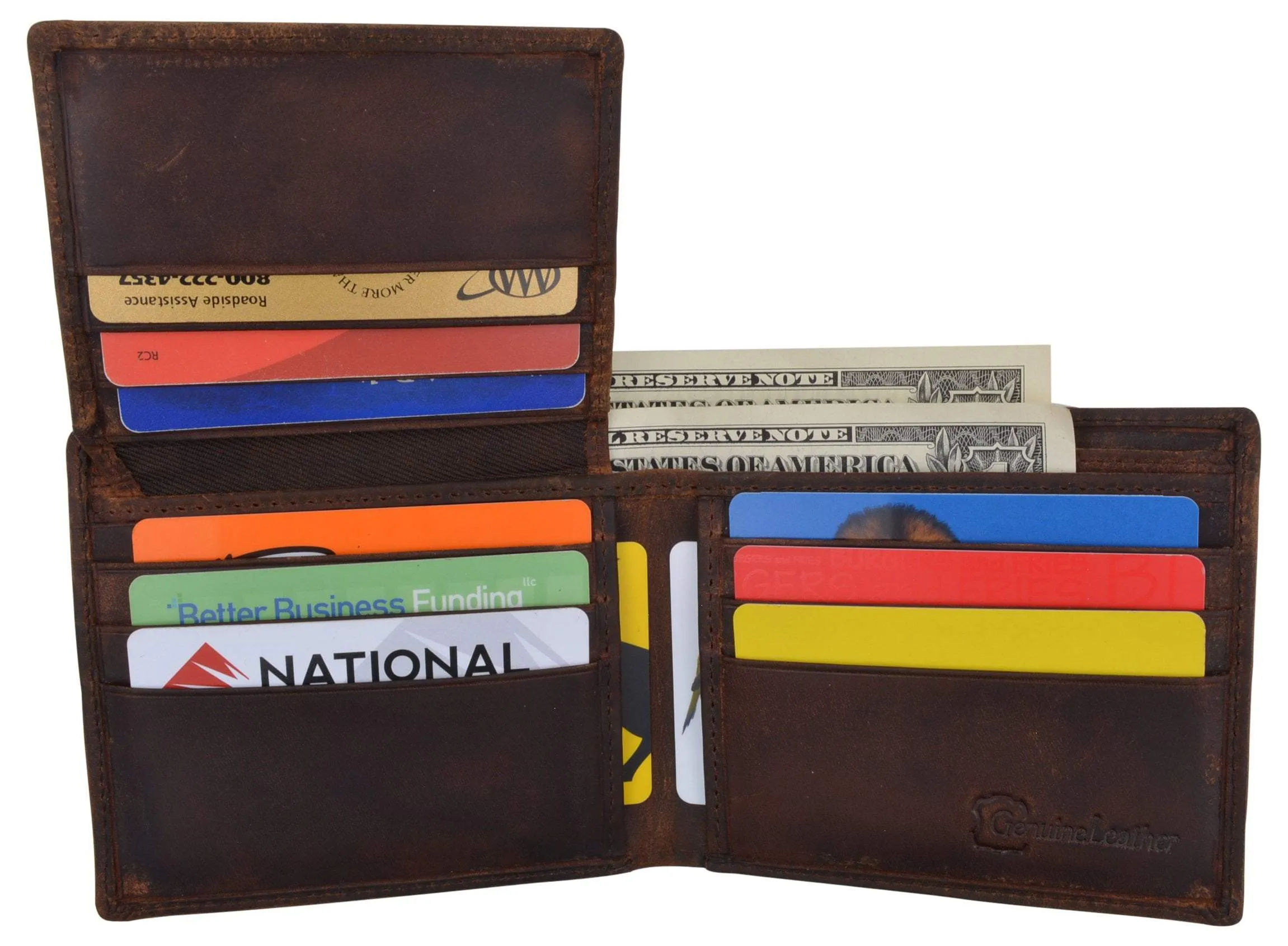 Bifold Genuine Leather Mens RFID Credit Card ID Wallet W/ Ying Yang Logo