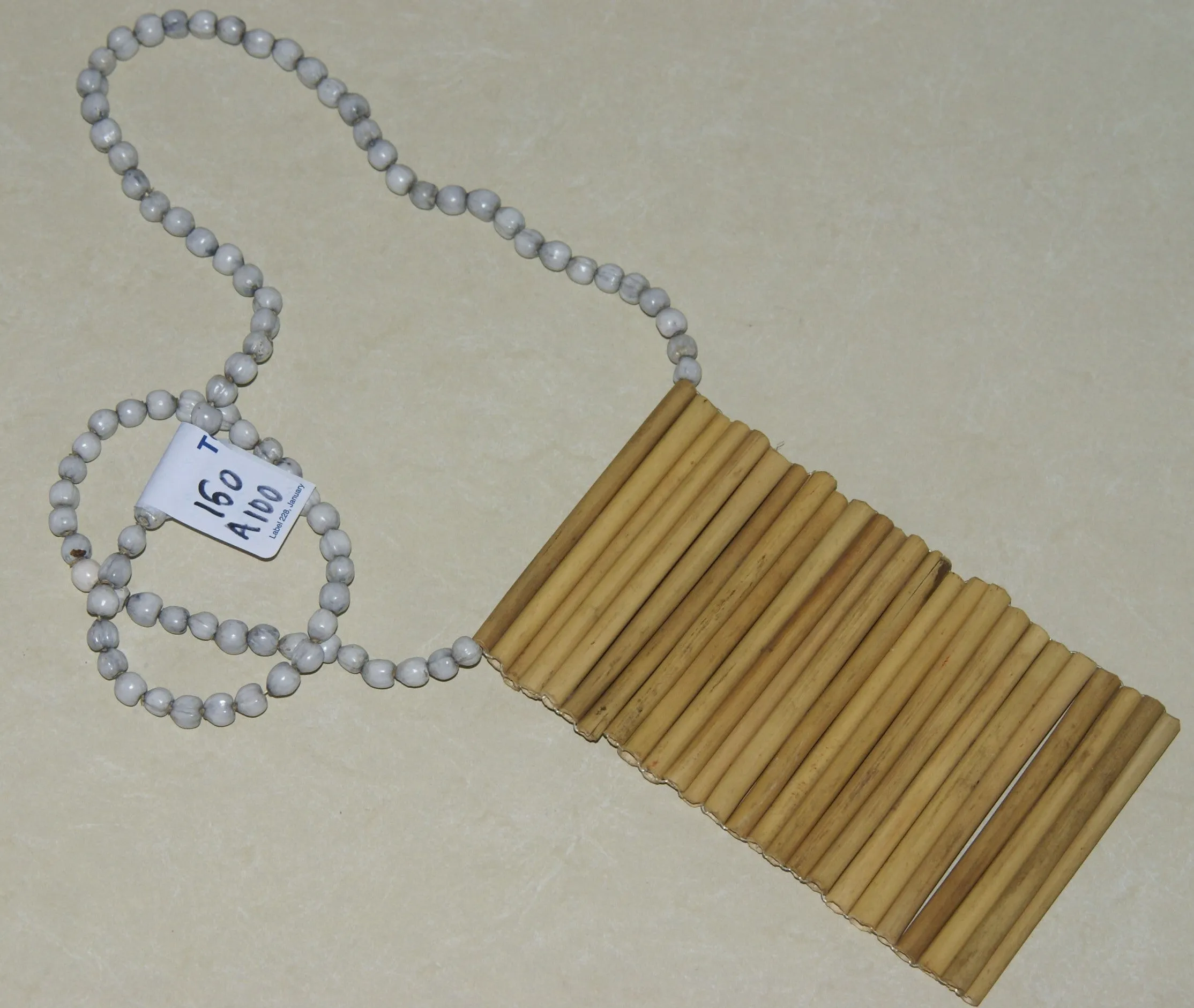 “Big Man” Bamboo Bib Pectoral Ornament or Necklace, Bamboo & Seed Beads, Once Worn during a Sing-Sing celebration by a Tribal Dancer from the Highlands Of Papua New Guinea, collected in the late 1900’s