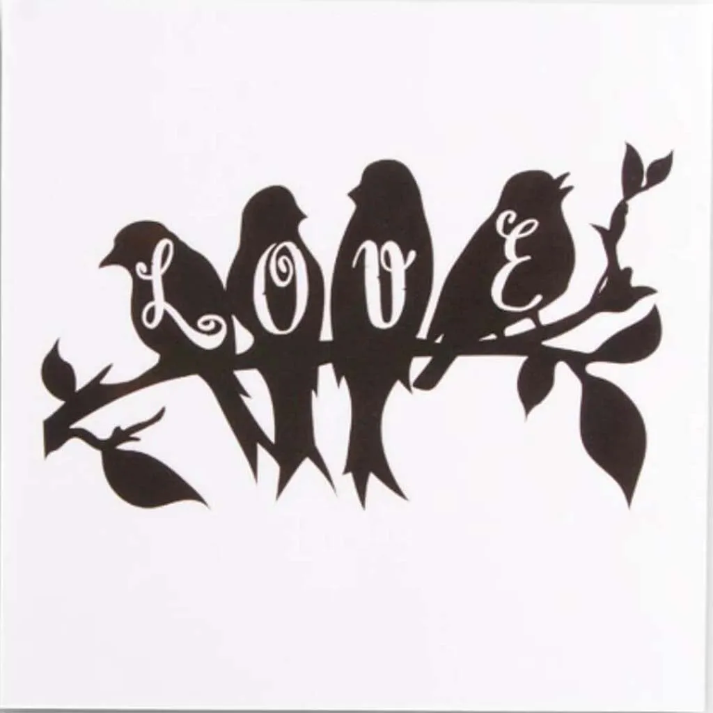 Birds Love Decal: Black, 6 x 6 inches
