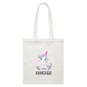 Birthday Unicorn Cute Looking Addname White Canvas Bag