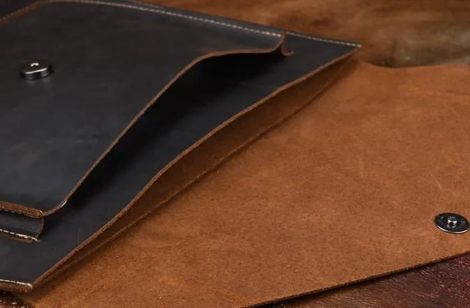 BLACK and BROWN MENS LEATHER SLIM CLUTCH PURSE BAG CLUTCH BAG FOR MEN