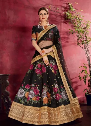 Black Exquisite Floral Embroidered Designer Lehenga