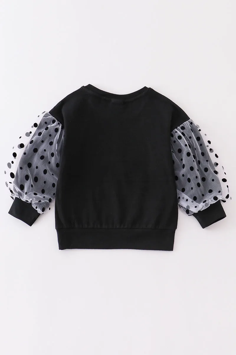 Black "BOO" ruffle girl top