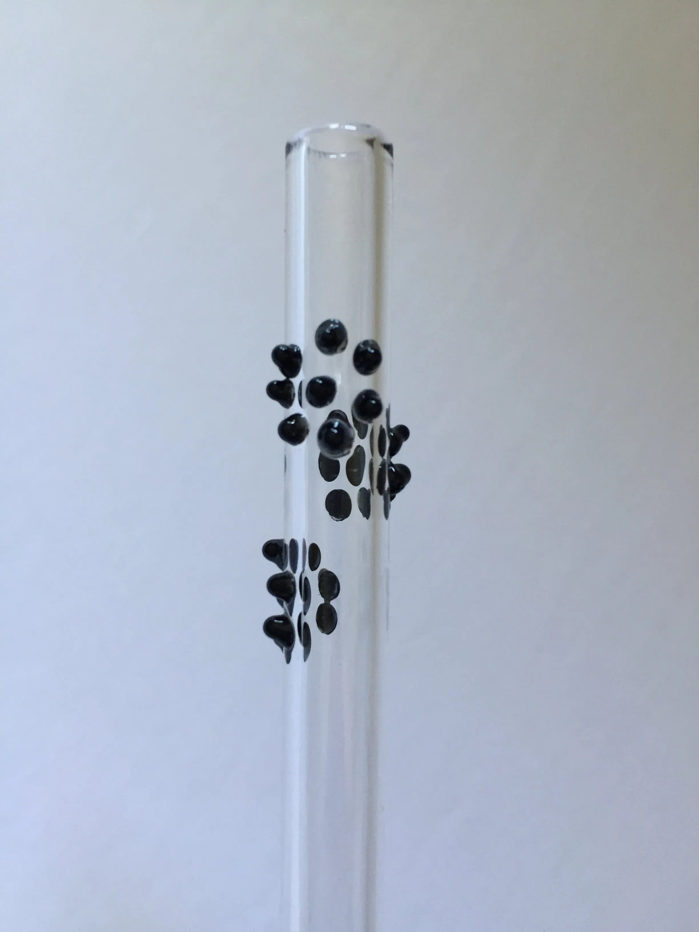 Blown Glass Straw - Transparent with Flowers
