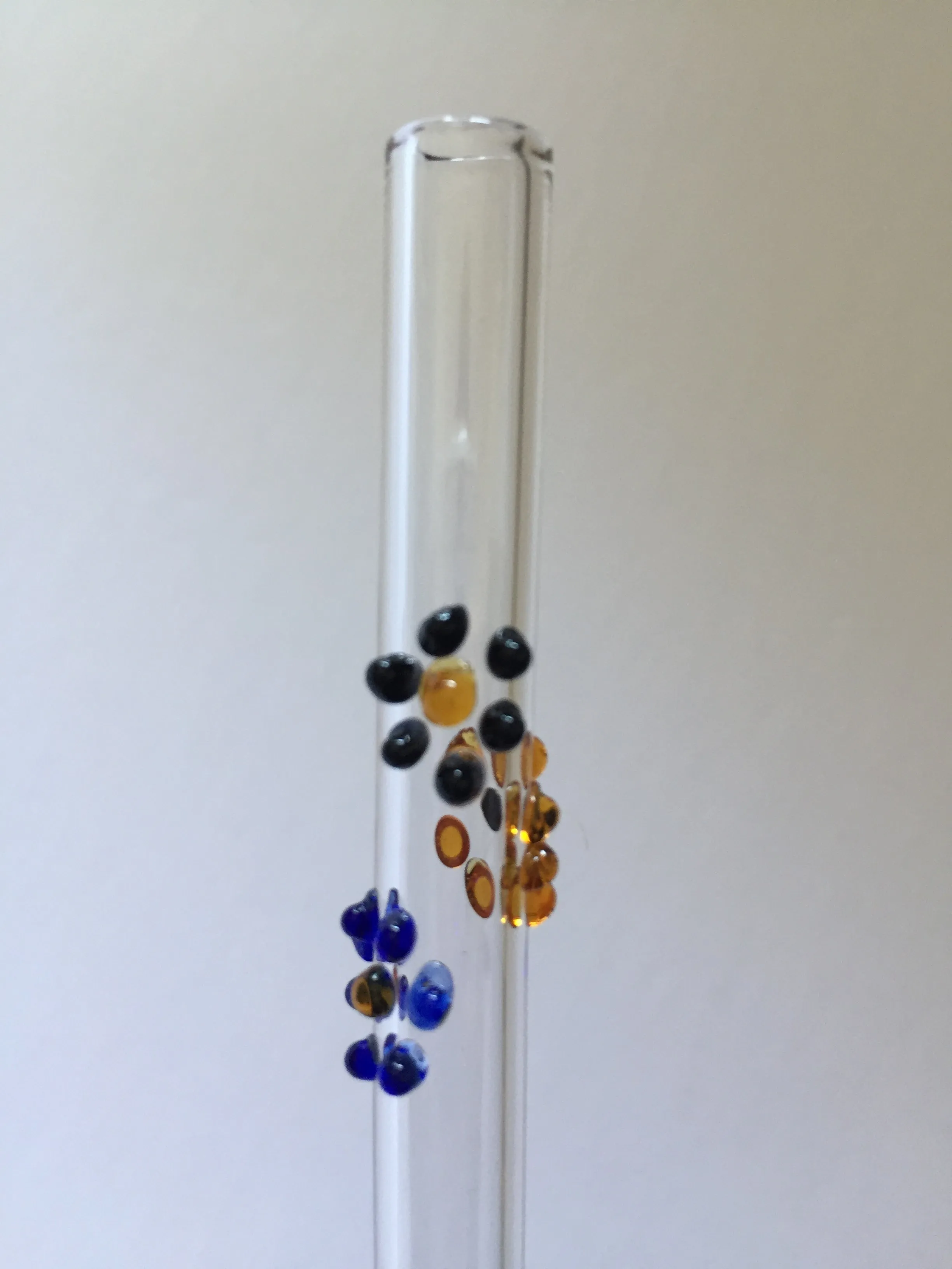Blown Glass Straw - Transparent with Flowers