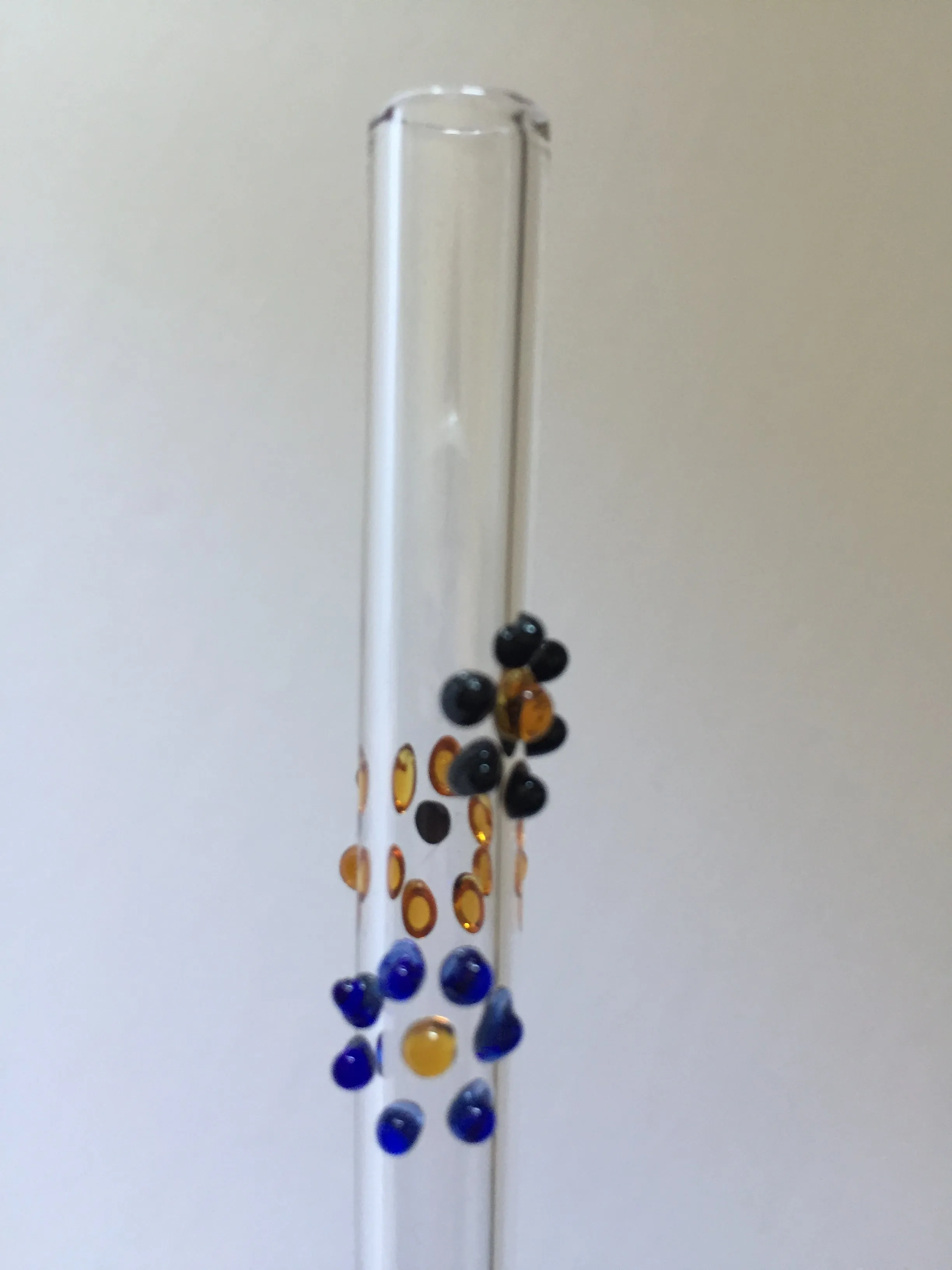 Blown Glass Straw - Transparent with Flowers