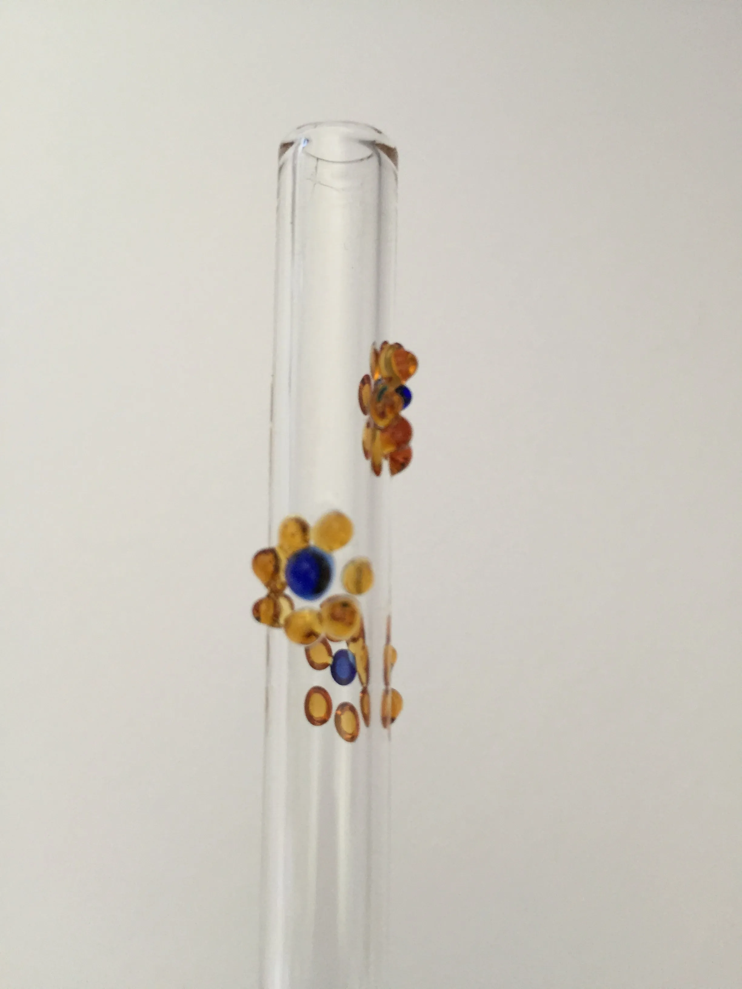 Blown Glass Straw - Transparent with Flowers