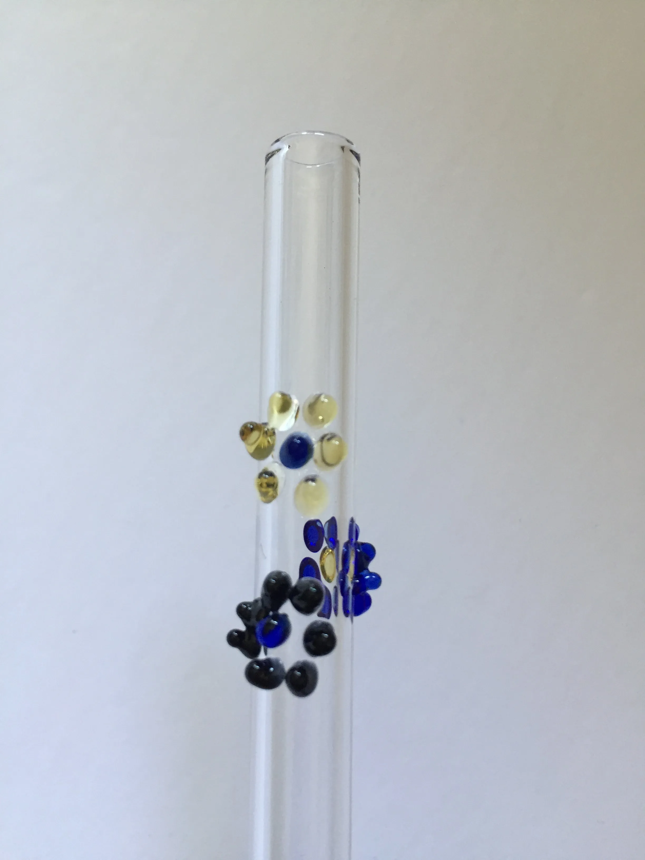 Blown Glass Straw - Transparent with Flowers