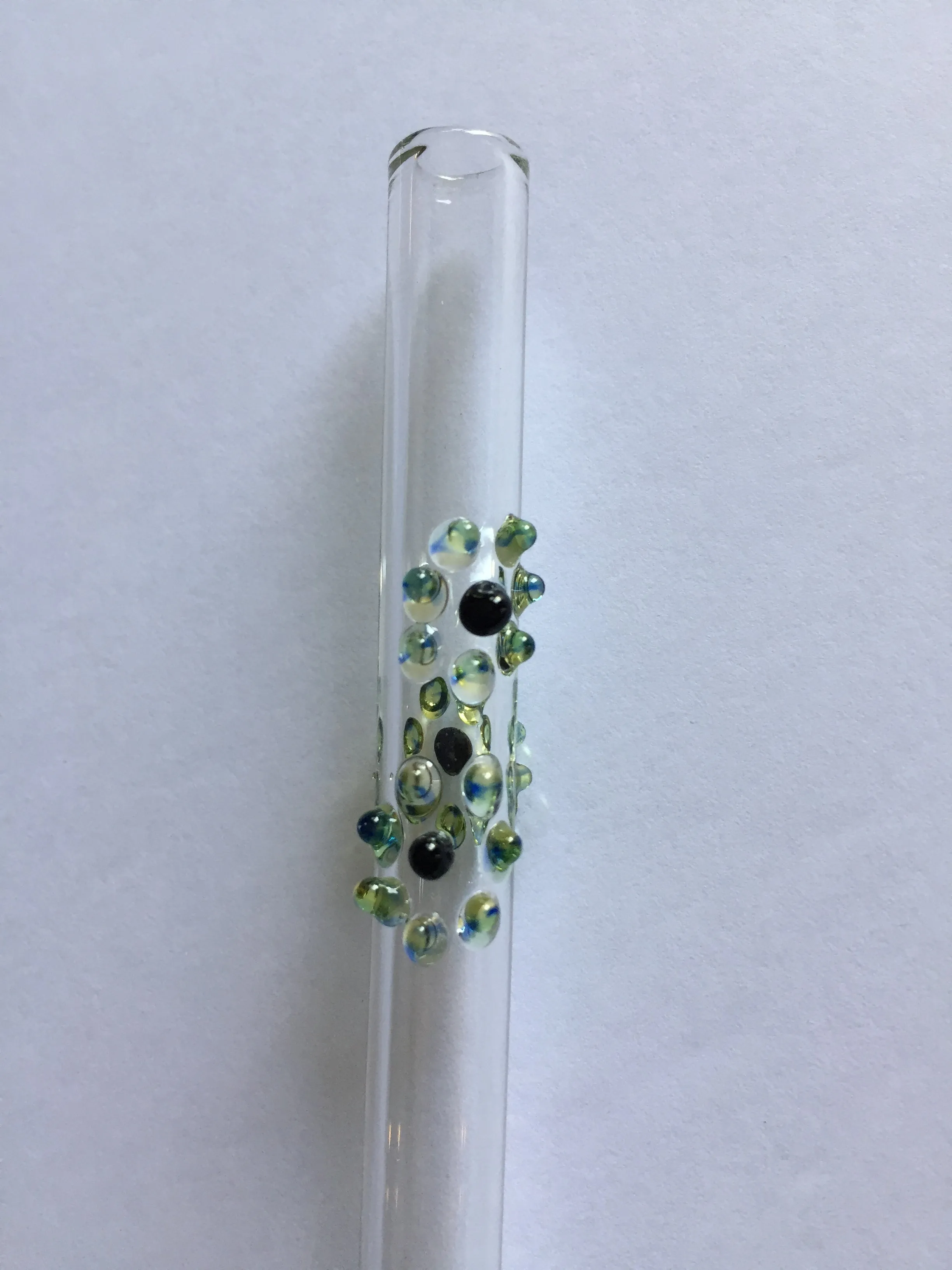 Blown Glass Straw - Transparent with Flowers