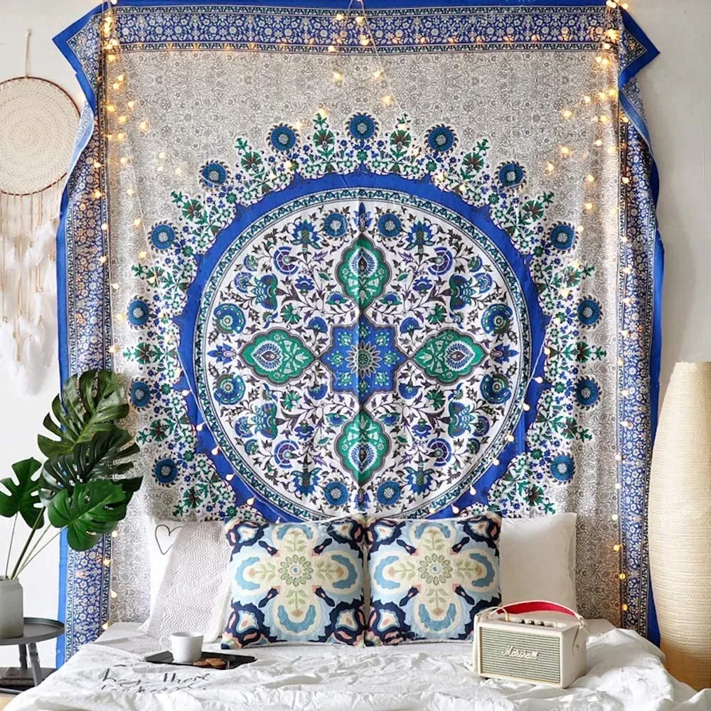 Blue Medallion Tapestry