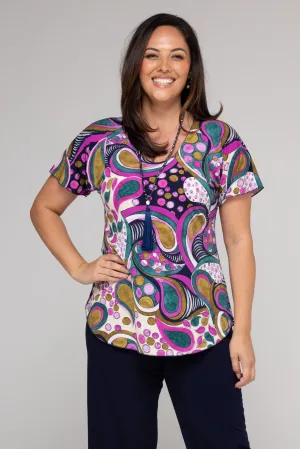 Bubbles Print Longer Sleeve Jersey Top