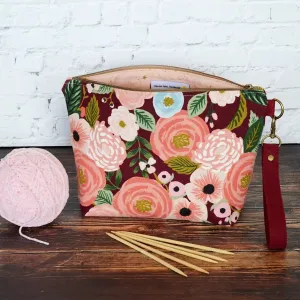 Burgundy Canvas WIP Bag with Removable Strap