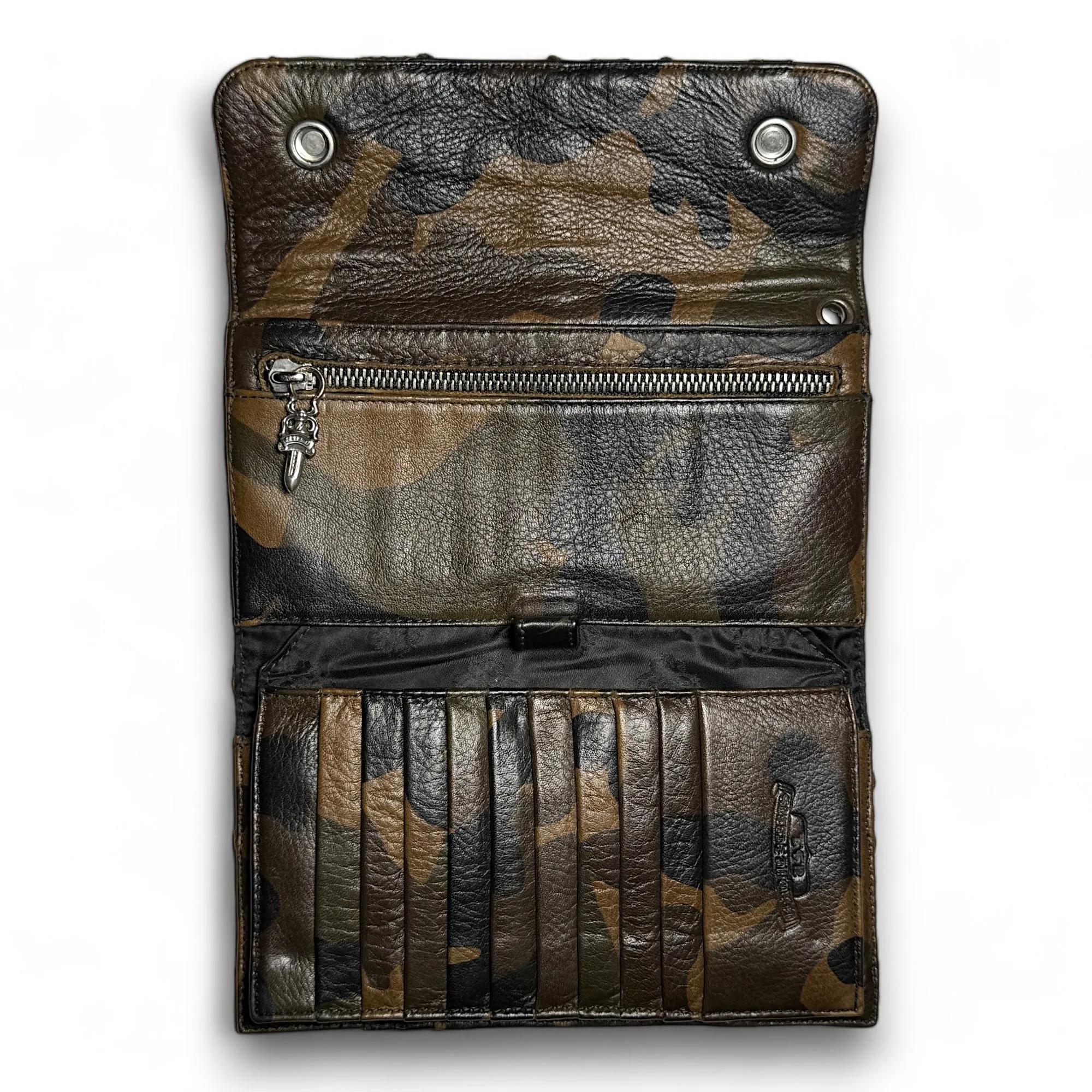 Camo Cross Patch Wave Zipper Wallet