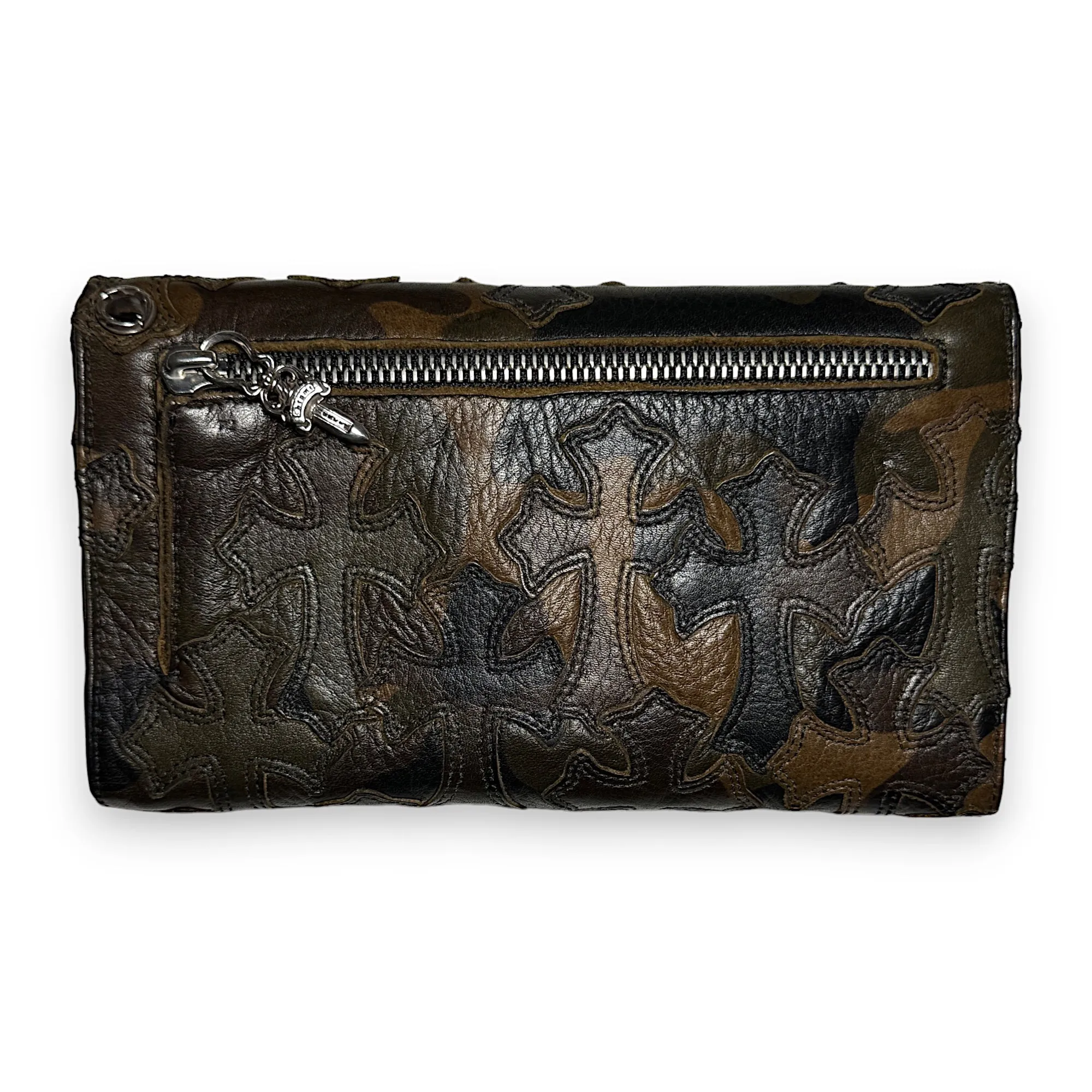 Camo Cross Patch Wave Zipper Wallet