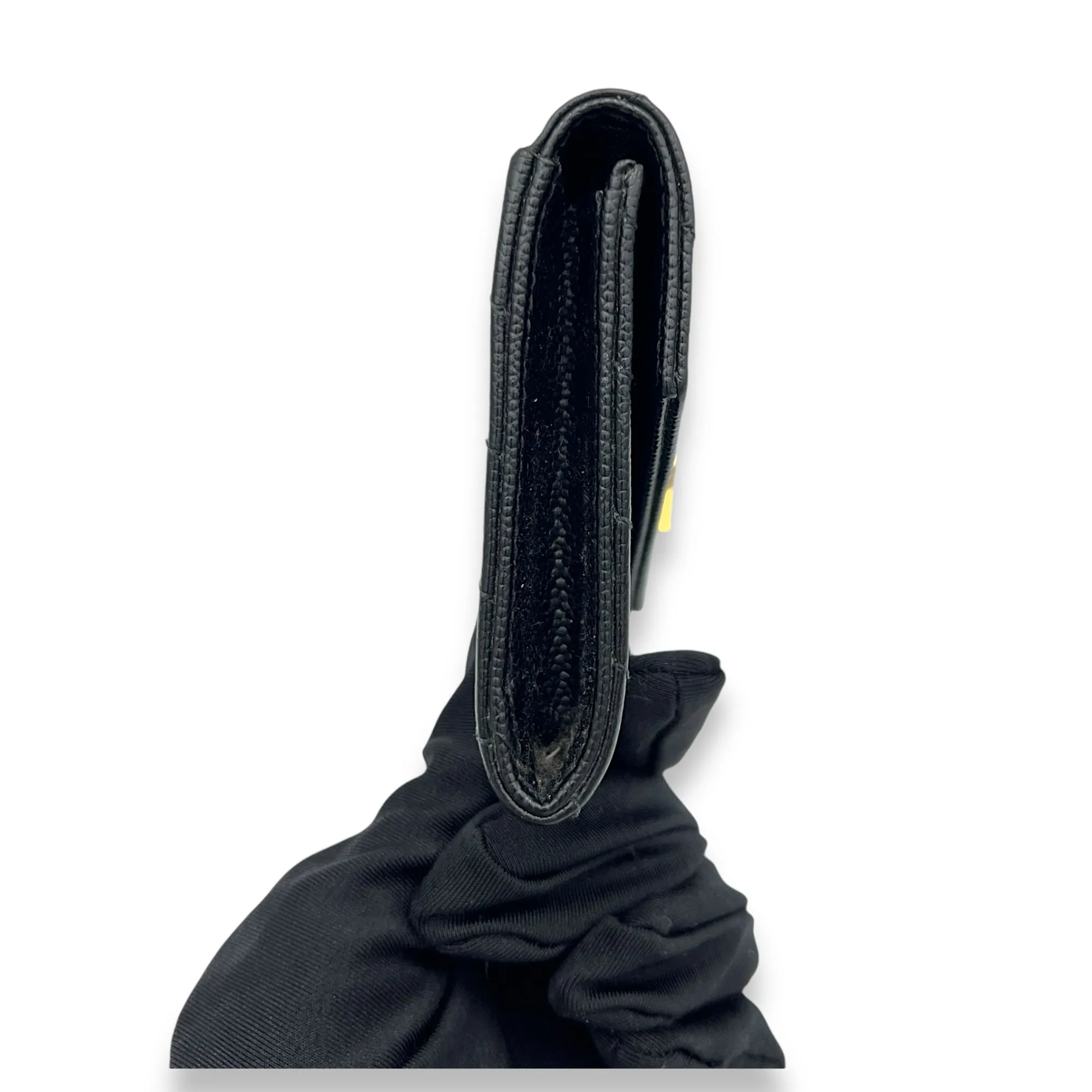 Cassandre Wallet Black in Caviar Leather, Gold hardware
