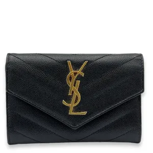 Cassandre Wallet Black in Caviar Leather, Gold hardware
