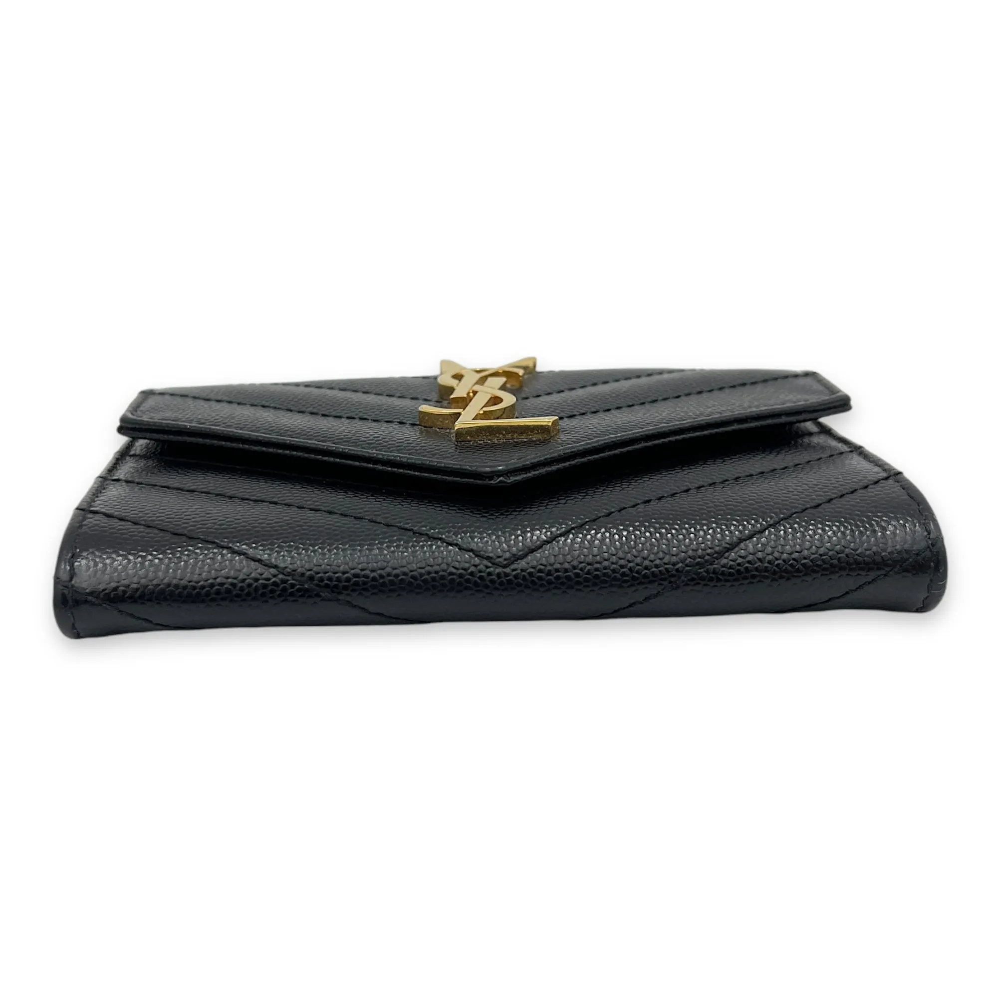 Cassandre Wallet Black in Caviar Leather, Gold hardware