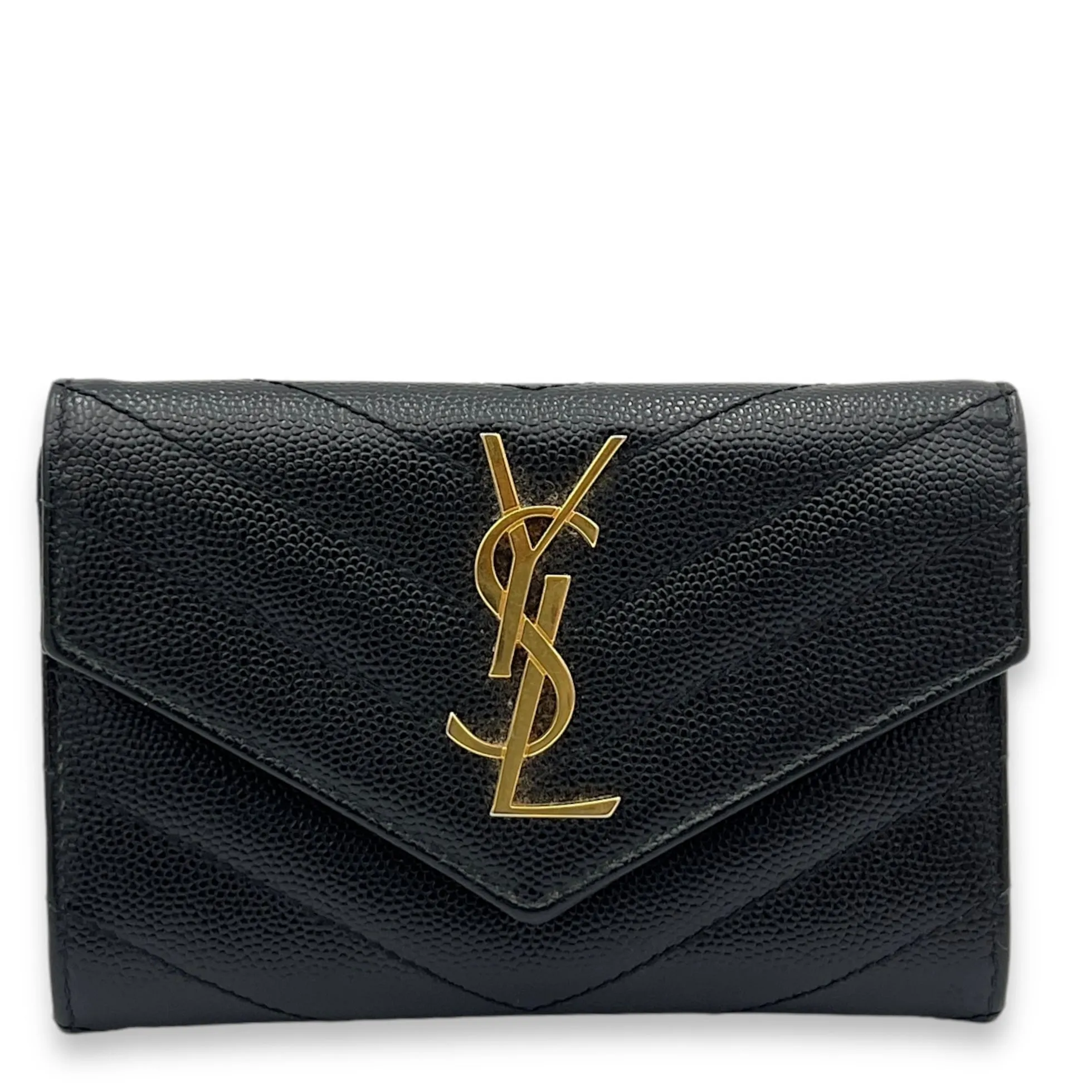 Cassandre Wallet Black in Caviar Leather, Gold hardware