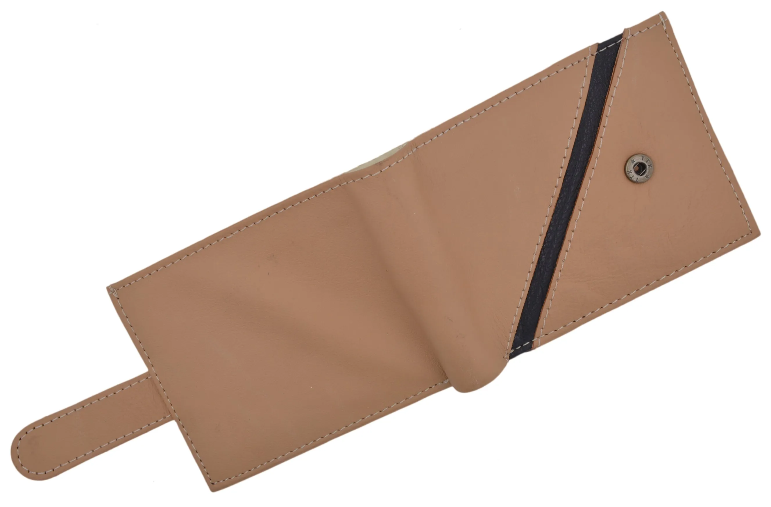 Cavelio Genuine Leather Bifold Card ID Holder Men's Tan Wallet W/ Snap Closure