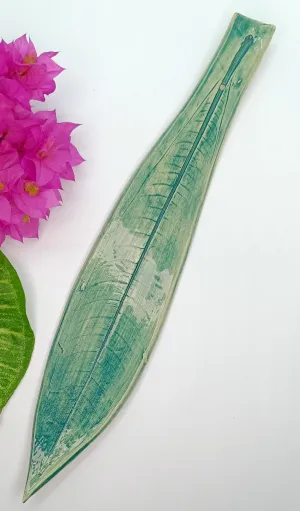 Ceramic Leaf Shape Incense Holder - Blue 1