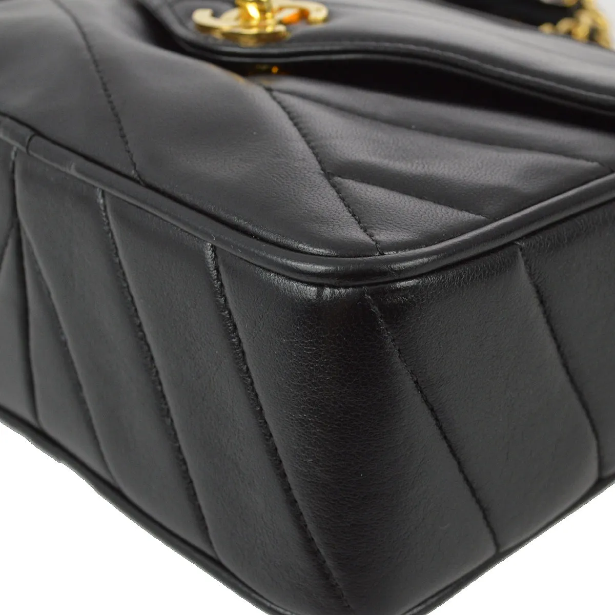 Chanel 1994-1996 Black Lambskin V Stitch Camera Bag Mini