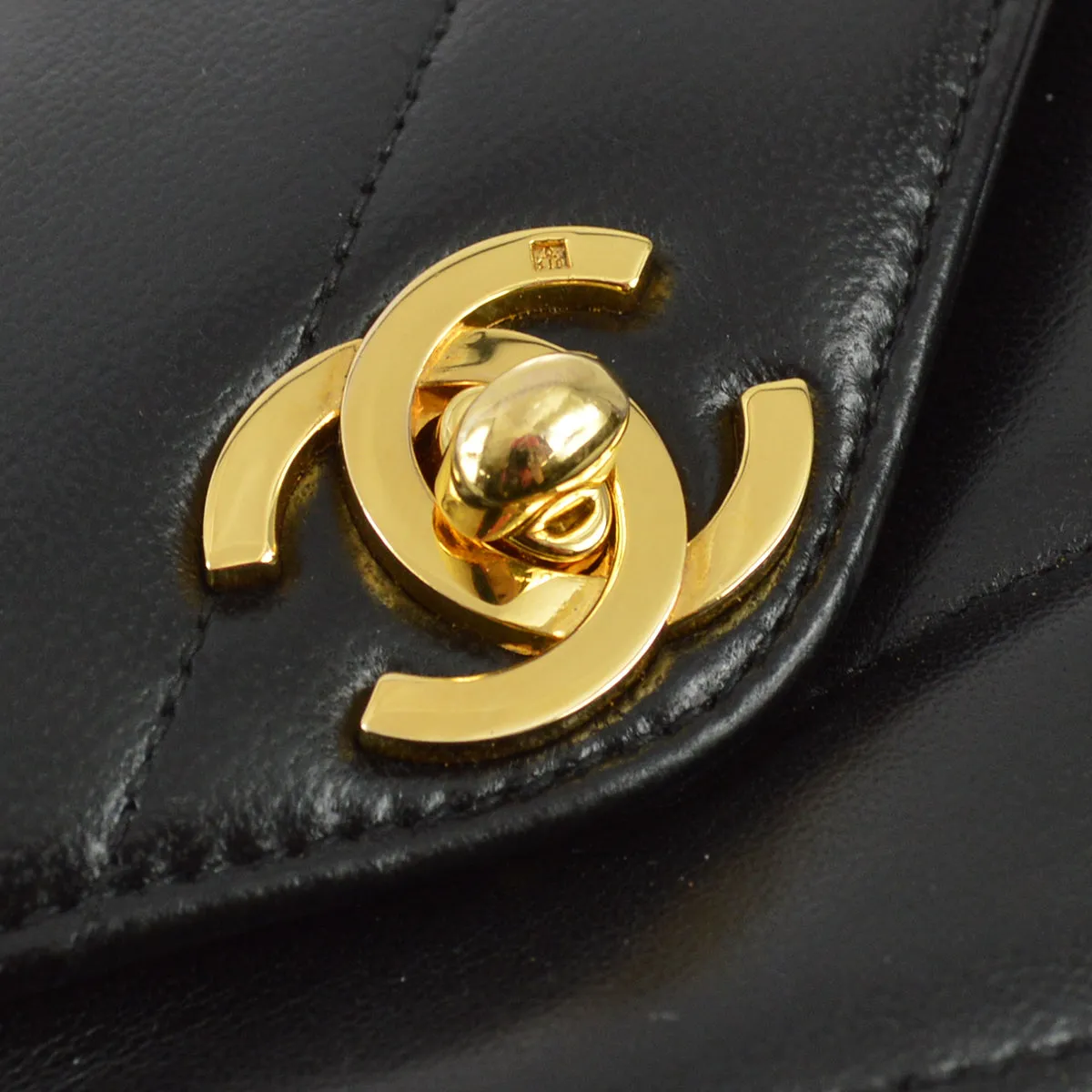 Chanel 1994-1996 Black Lambskin V Stitch Camera Bag Mini