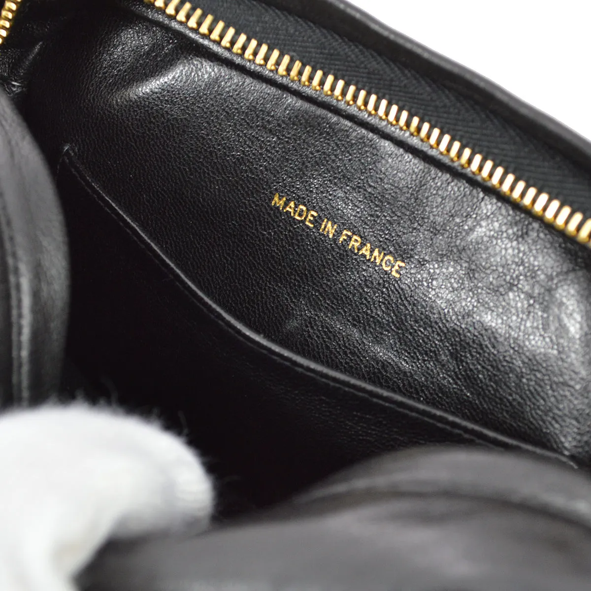 Chanel 1994-1996 Black Lambskin V Stitch Camera Bag Mini