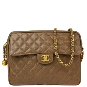 Chanel 1994-1996 Brown Caviar Camera Bag Large