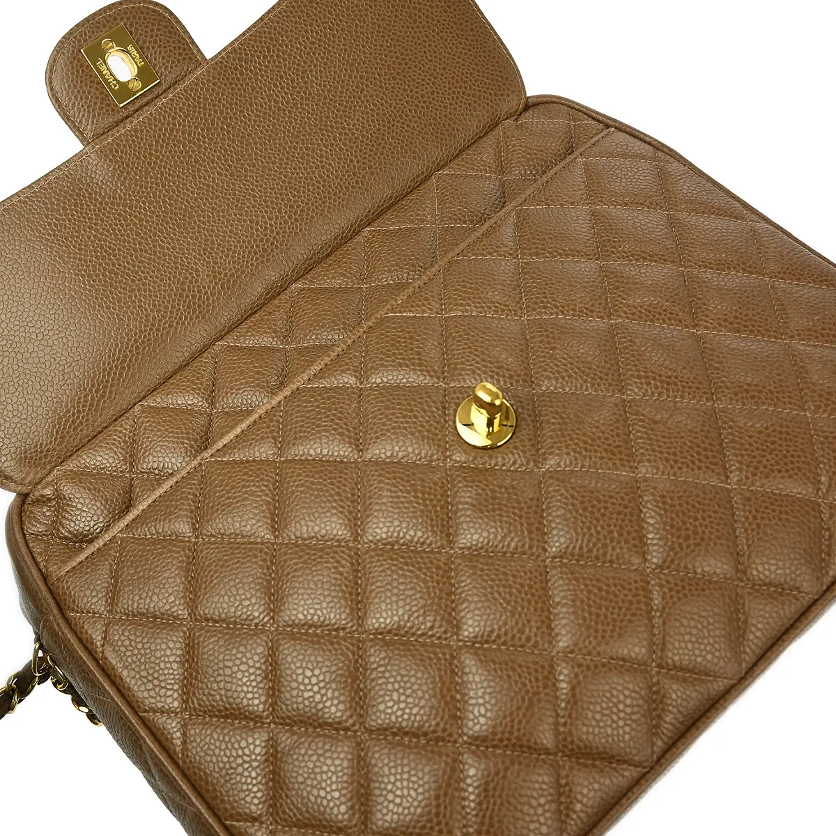 Chanel 1994-1996 Brown Caviar Camera Bag Large