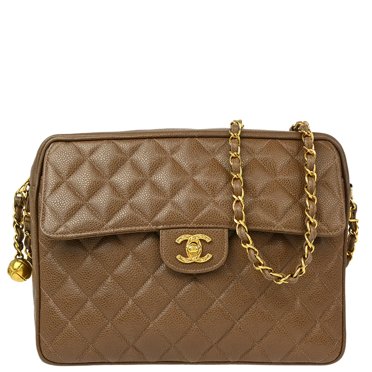 Chanel 1994-1996 Brown Caviar Camera Bag Large