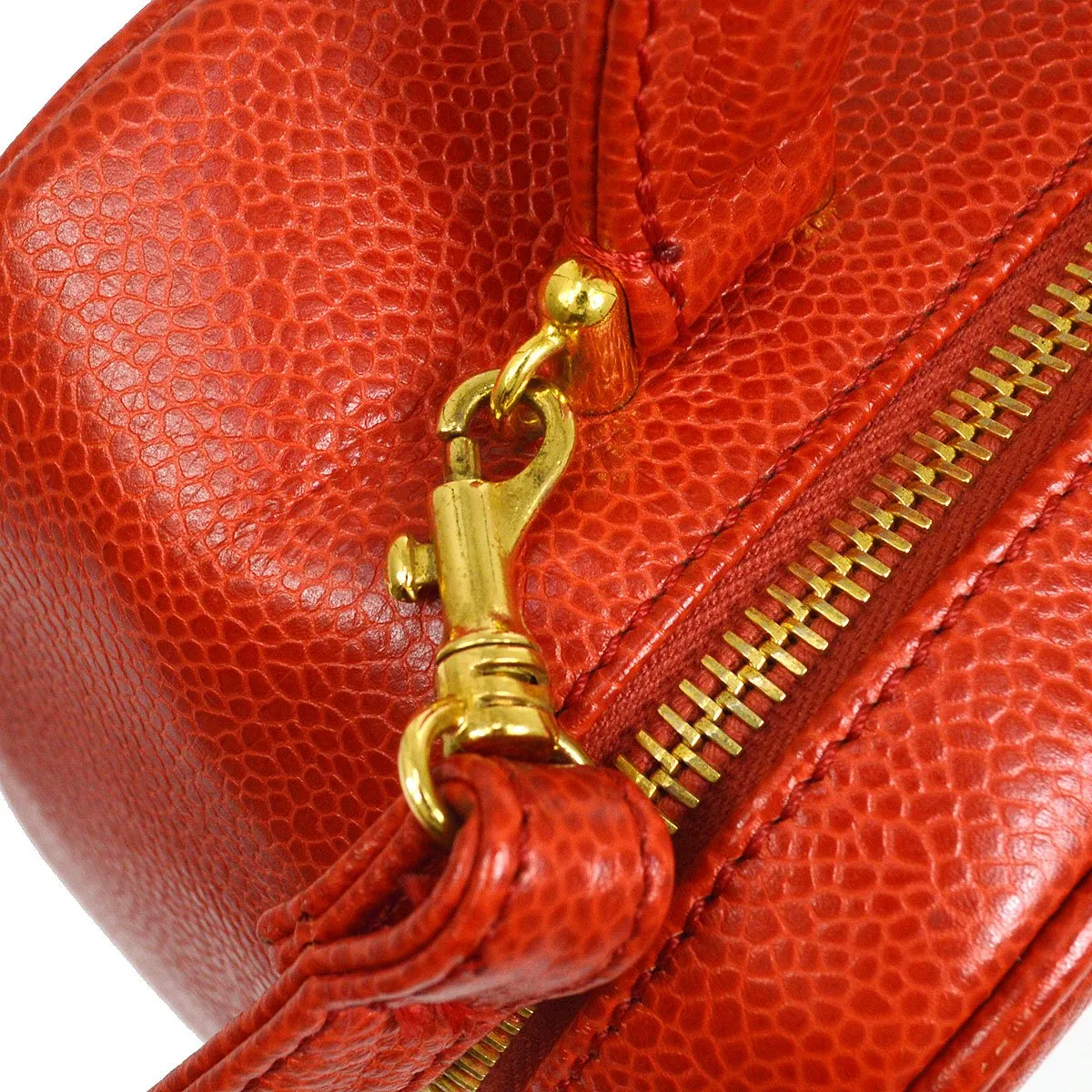 CHANEL 1997-1999 Red Caviar Lunch Box Vanity Small 06253