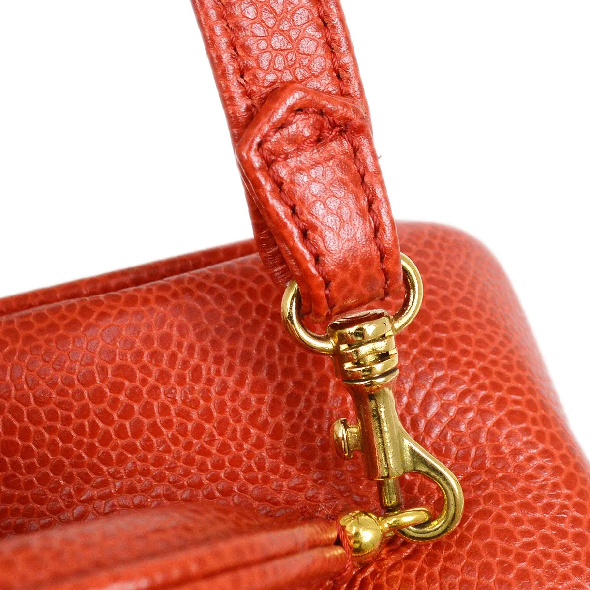 CHANEL 1997-1999 Red Caviar Lunch Box Vanity Small 06253