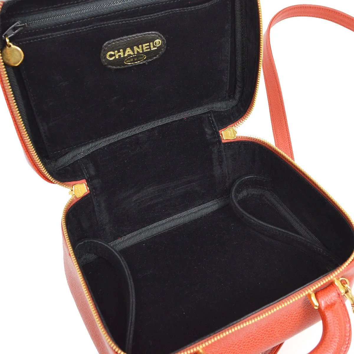 CHANEL 1997-1999 Red Caviar Lunch Box Vanity Small 06253