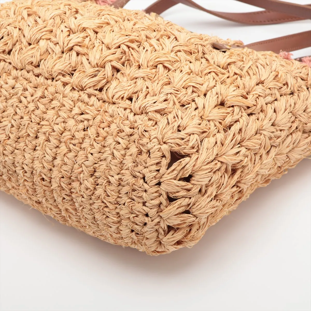 Chanel 2.55 Raffia X Leather Tote Bag Beige G  14th