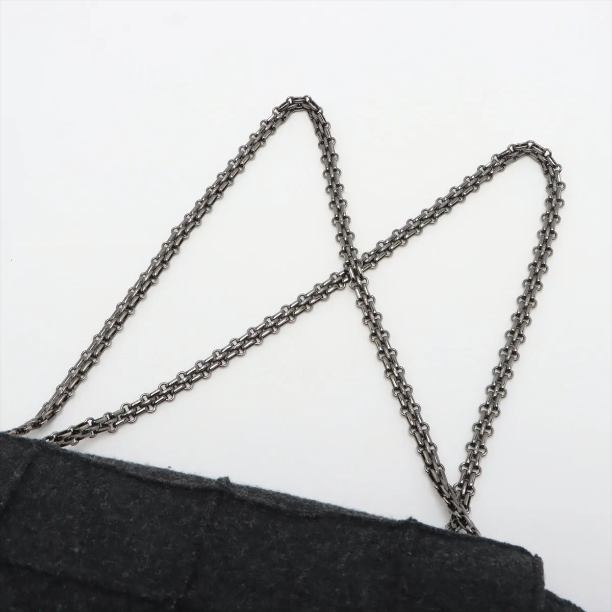 Chanel Chocolate Bar Wool Single Flap Double Chain Bag 2.55 Black Silver Gold  5th