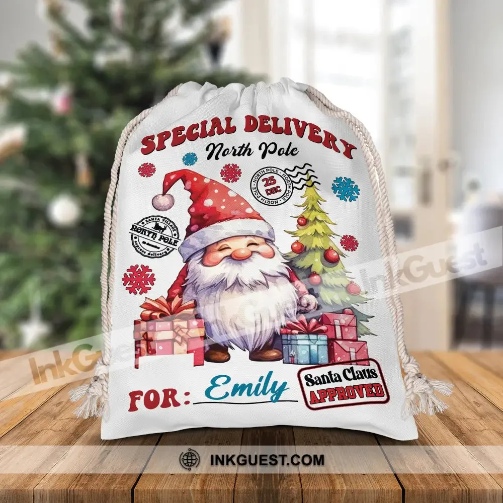 Christmas Special Delivery North Pole For Kid - Custom Name, Personalized String Bag, Christmas Gift