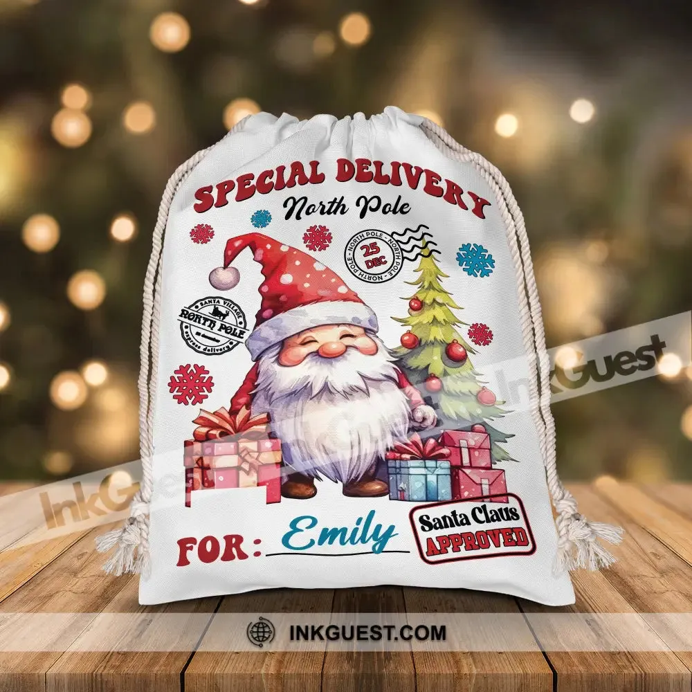 Christmas Special Delivery North Pole For Kid - Custom Name, Personalized String Bag, Christmas Gift