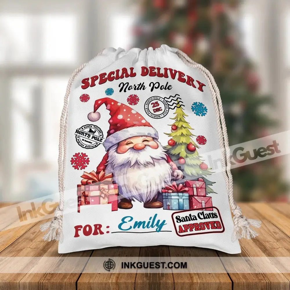 Christmas Special Delivery North Pole For Kid - Custom Name, Personalized String Bag, Christmas Gift