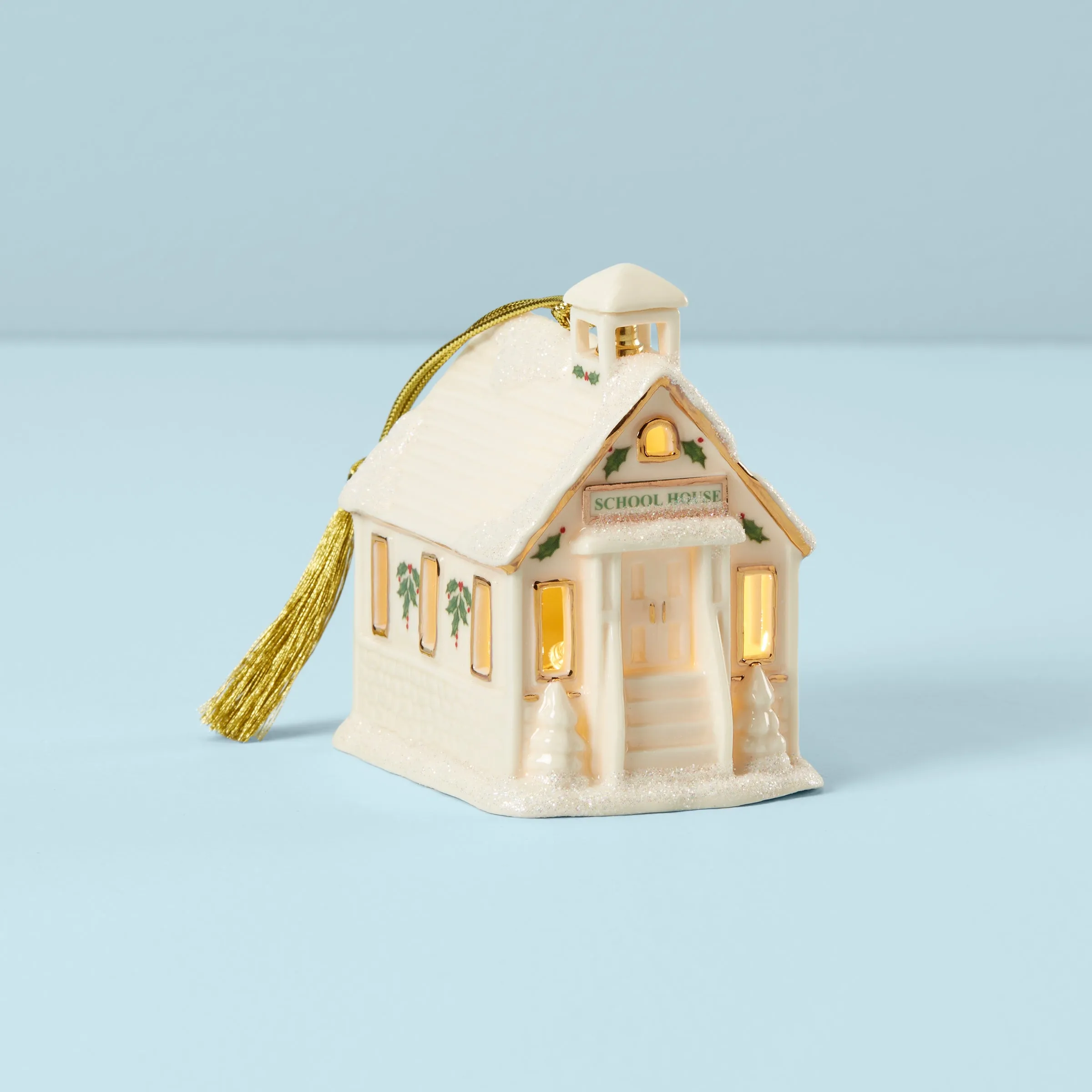 Christmas Village Schoolhouse Lighted Ornament