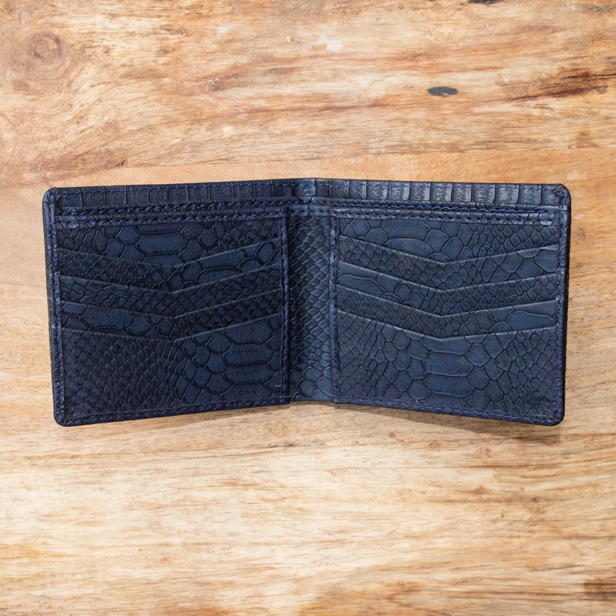 Classic RFID Vegan Wallet for Men (Navy Blue Croc)
