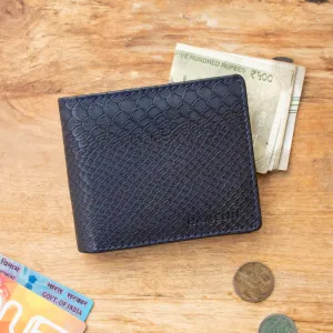 Classic RFID Vegan Wallet for Men (Navy Blue Croc)