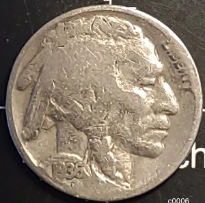 coin- 1936 buffalo nickel error DD double struck rare