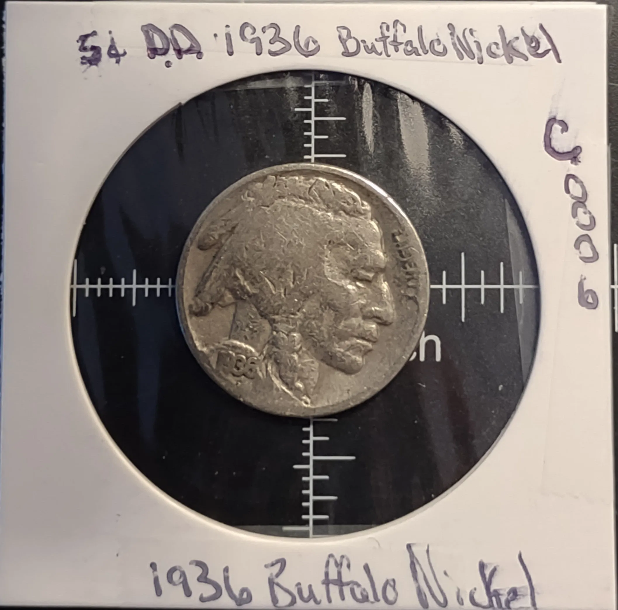 coin- 1936 buffalo nickel error DD double struck rare