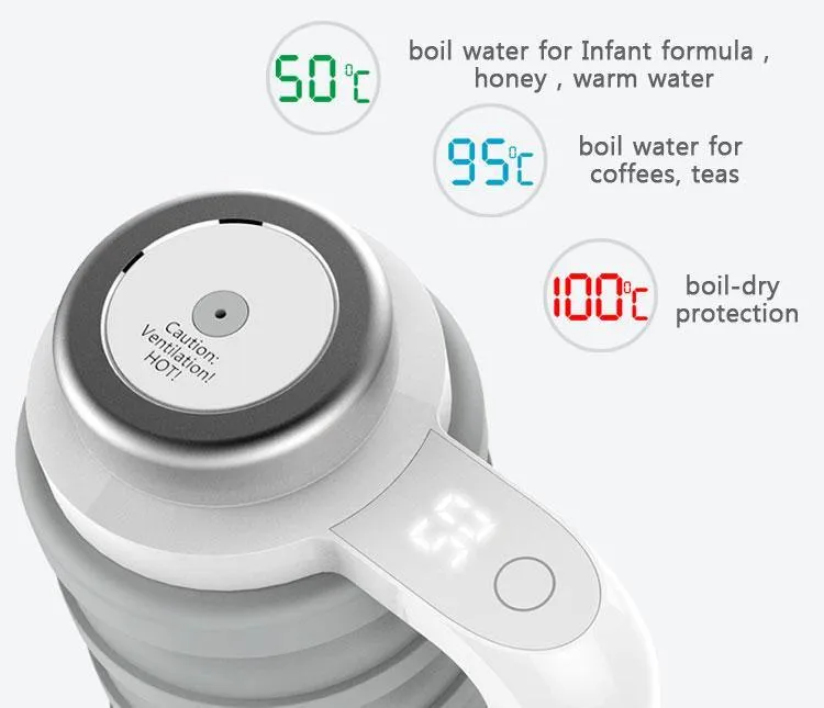 Collapsible Design Food Grade Material Mini Foldable Electric Kettle 12V DC