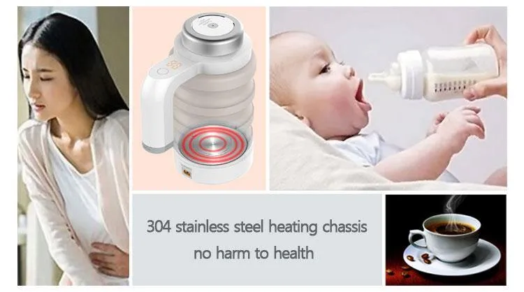 Collapsible Design Food Grade Material Mini Foldable Electric Kettle 12V DC