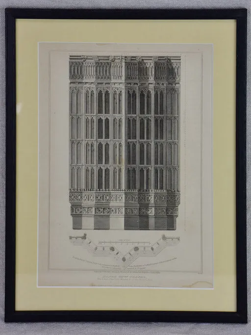 Collection of four English architectural engravings of cathedrals, churches and chapels 12¼ x  10¾""