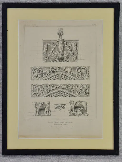 Collection of four English architectural engravings of cathedrals, churches and chapels 12¼ x  10¾""