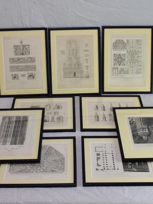 Collection of four English architectural engravings of cathedrals, churches and chapels 12¼ x  10¾""